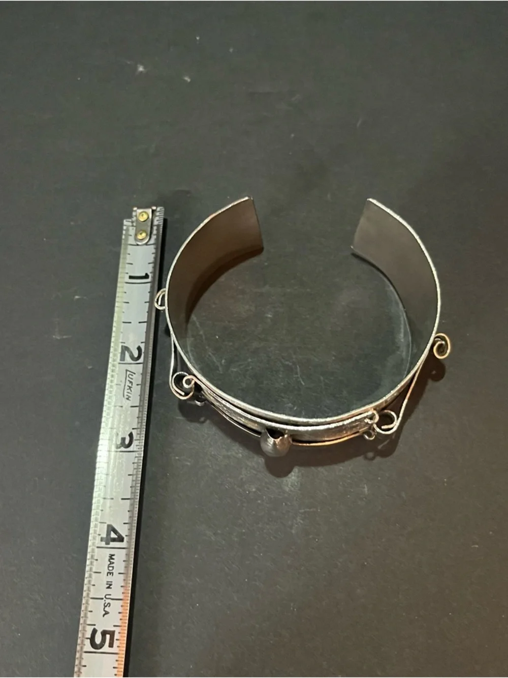 Silvertone Modernist industrial cuff bracelet Sculptural Steampunk